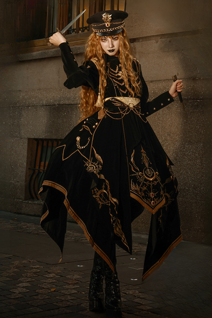 [Deadline for reservations: November 16] Holy army black gold embroidered military cape dress complete set + dress set