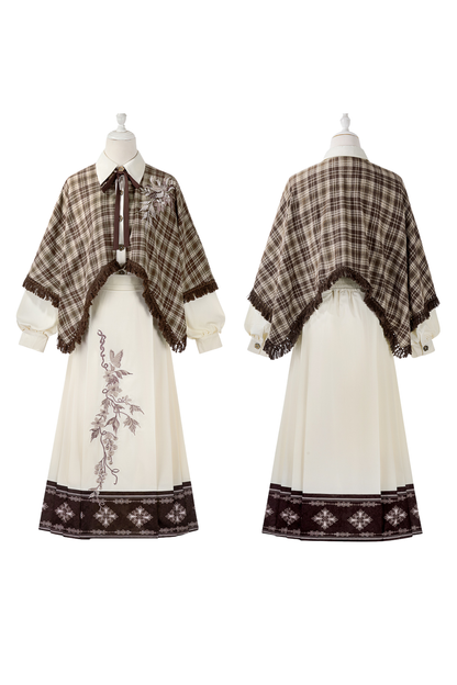 レトロチェックトップス＋スカート