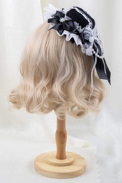 エレガントロリータボンネット+ヘアバンド+リボンクリップ+ハットクリップ+スリーブ
