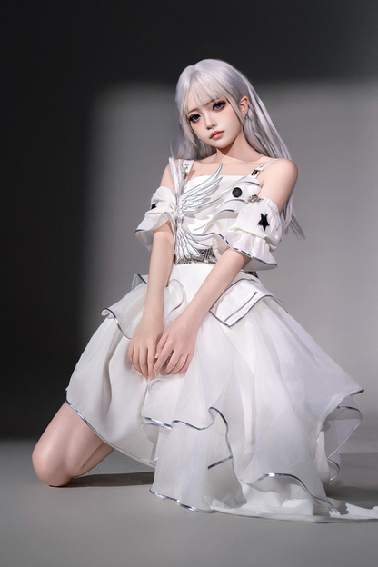 银色赛博朋克洛丽塔连衣裙+袖子+腰带