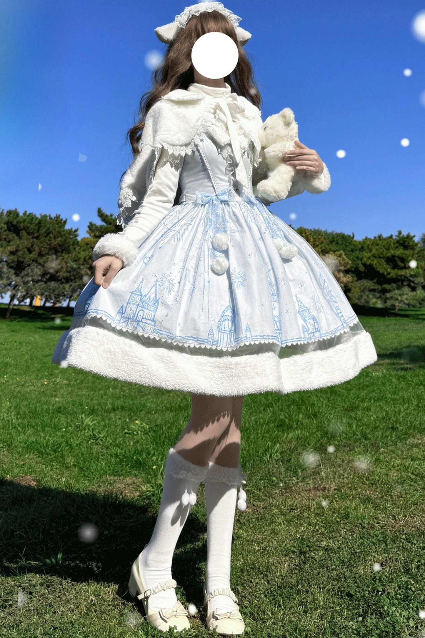 スノーフレークキャッスルロリータドレス+ケープ+トップス