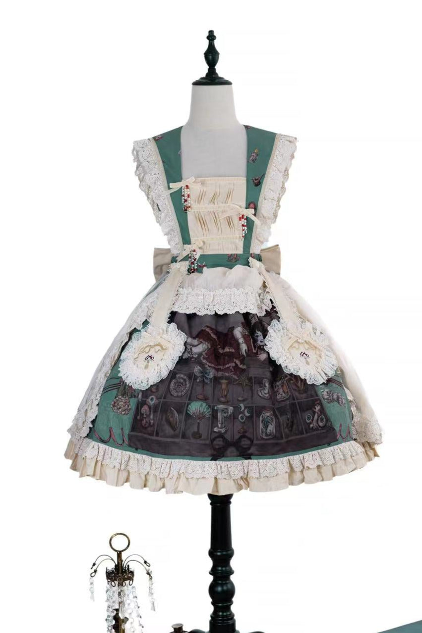 リフティングビーズゴシックストラッププリントドレス