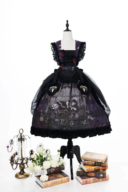 リフティングビーズゴシックストラッププリントドレス