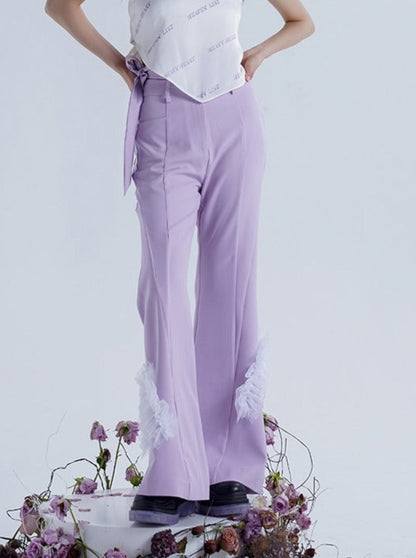 Slim Flared Waist Design Wide Pants