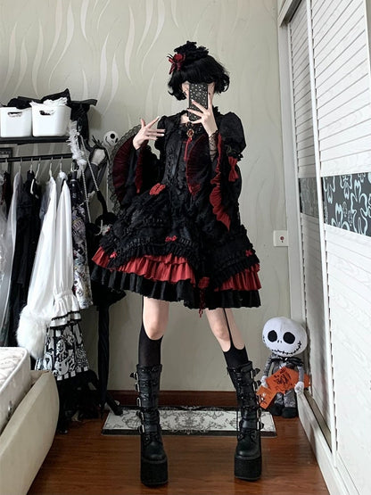 【4月21日予約締切】ブラッドフィーストダークゴシックローズクロスコルセットサスドレス＋ベルスリーブショートジャケット＋アクセサリー