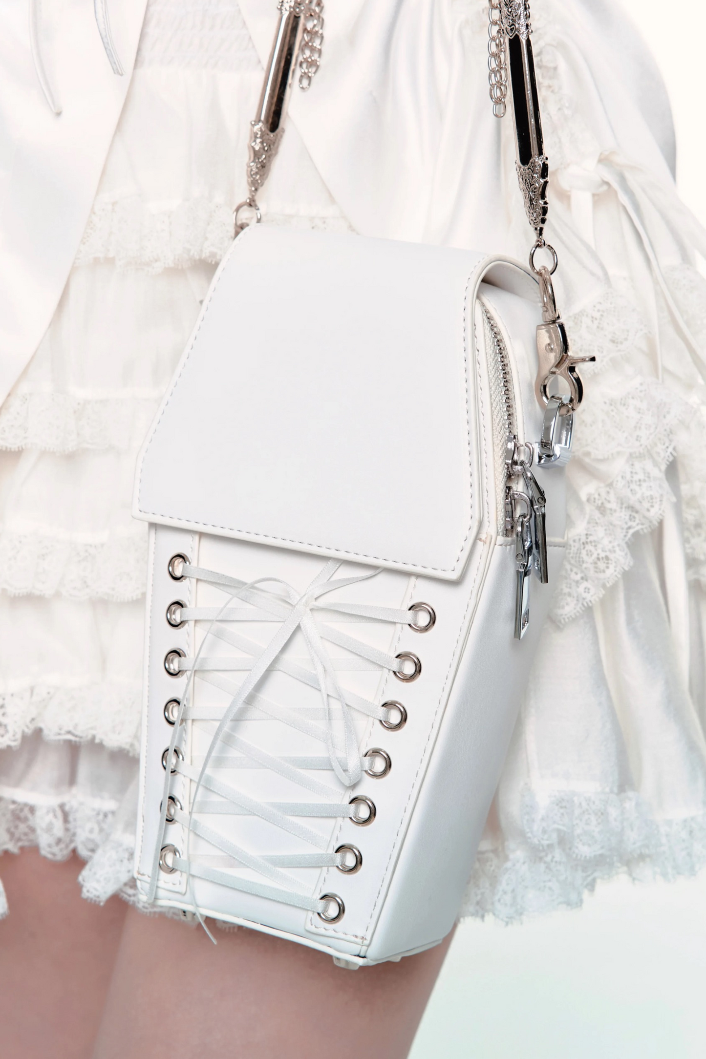 Lace -up cross body bag