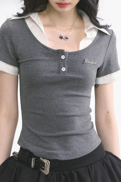 ストレートショルダーアメリカンシャツトップス