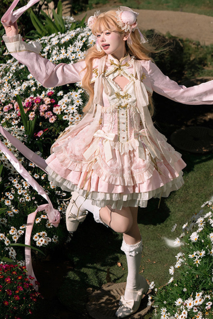 Chinese Sweet Jumper Skirt + Shawl