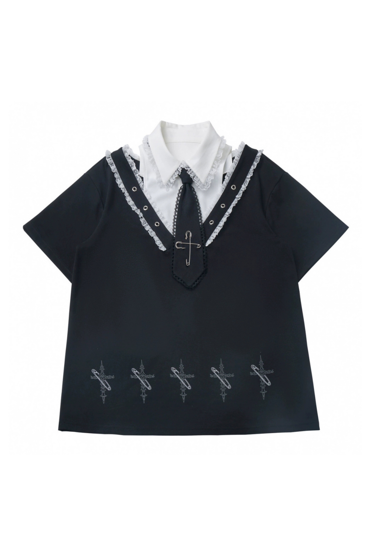 Vestido con volantes en la capucha + Top holgado con corbata + Pantalones cortos + Calentadores