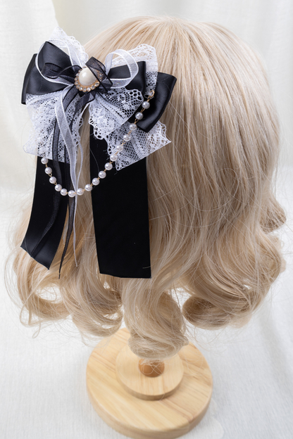 エレガントロリータボンネット+ヘアバンド+リボンクリップ+ハットクリップ+スリーブ