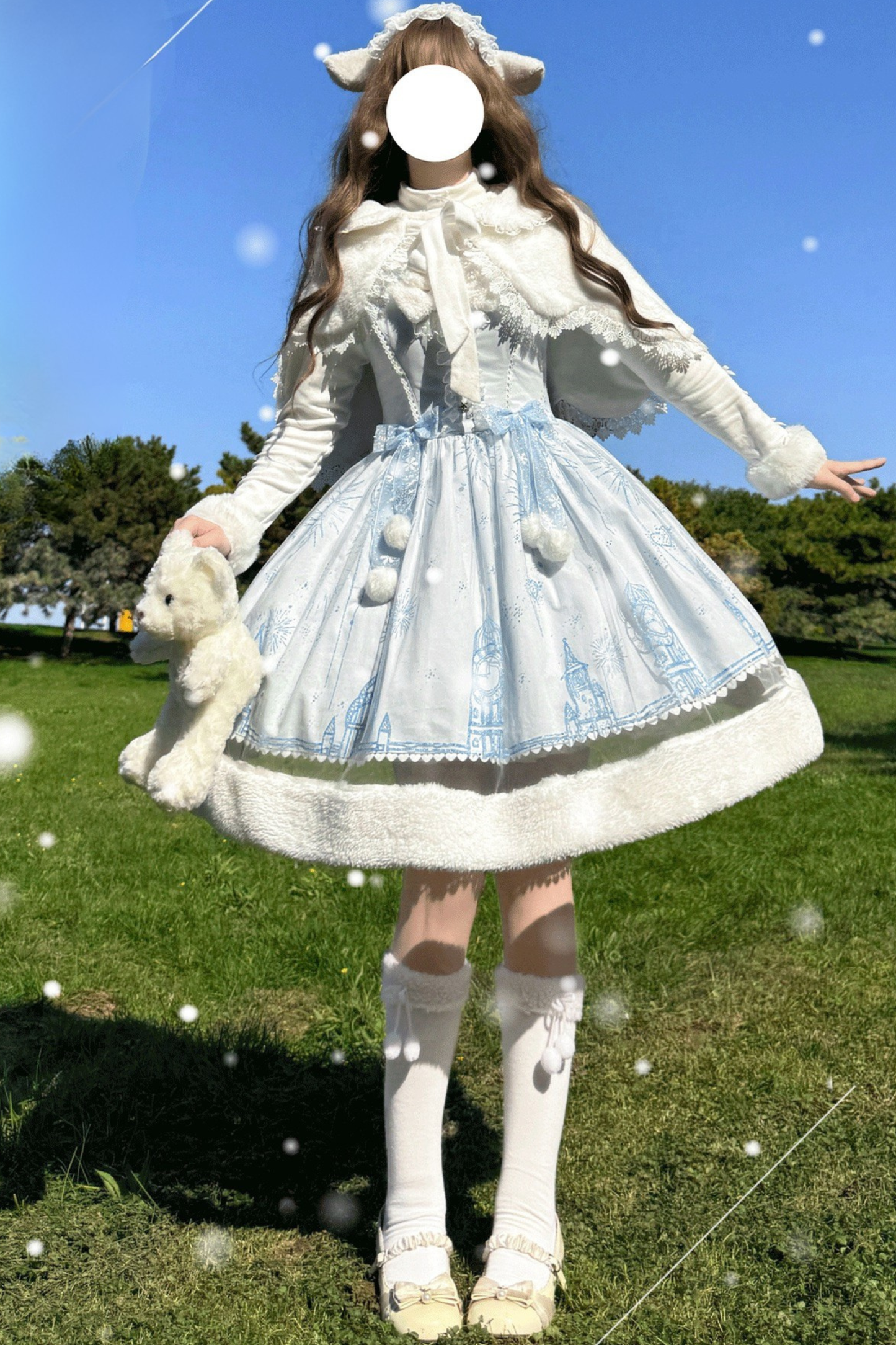 スノーフレークキャッスルロリータドレス+ケープ+トップス