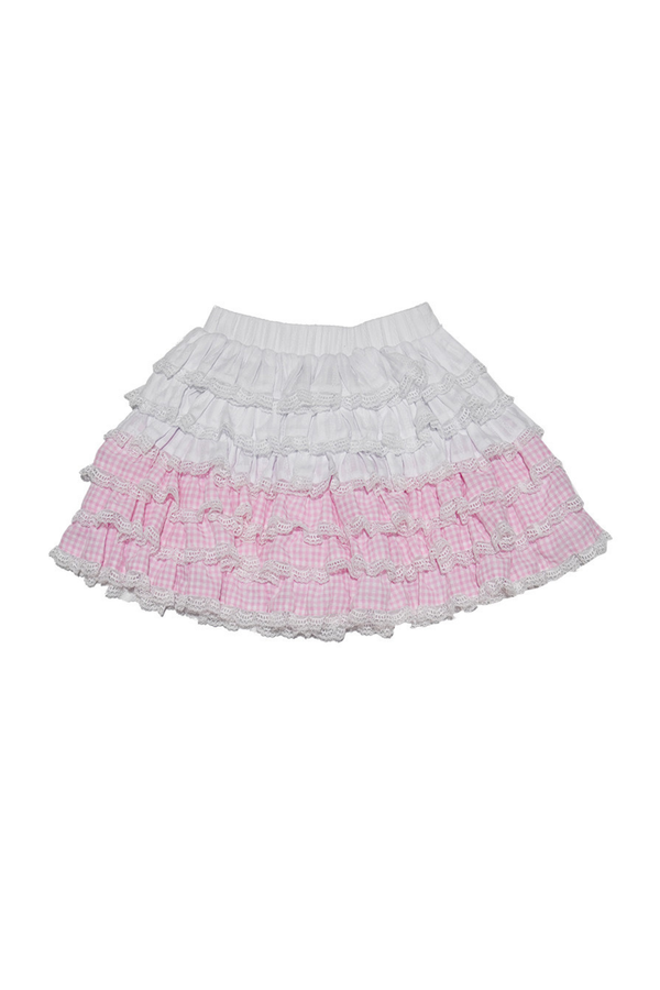 ピンクグラデーションレーススカート