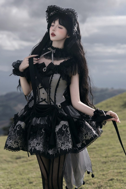 【2月28日予約締切】ダークシルバーレースロリータドレス+BNT+ネックアクセサリー