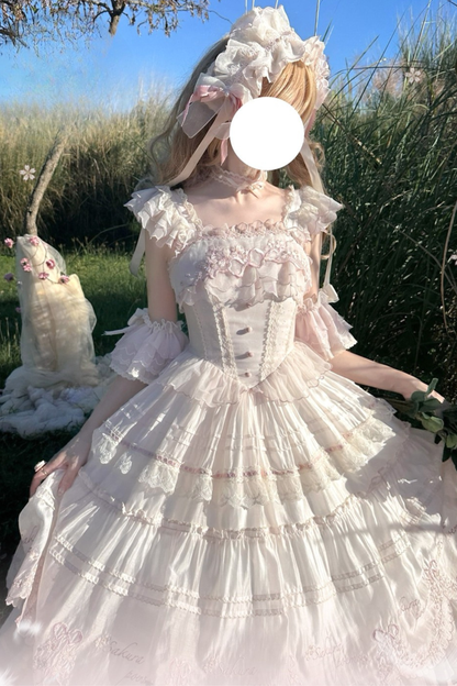 Sweet Cherry Lolita Dress + JSK + Hairband + Hat + Necklace + Sleeve