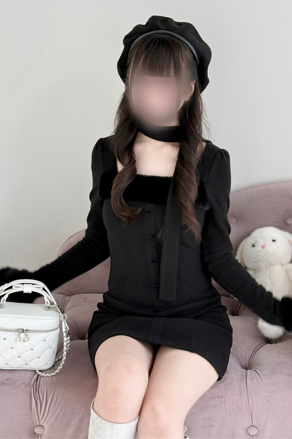 Point Boa Design Tight Dress