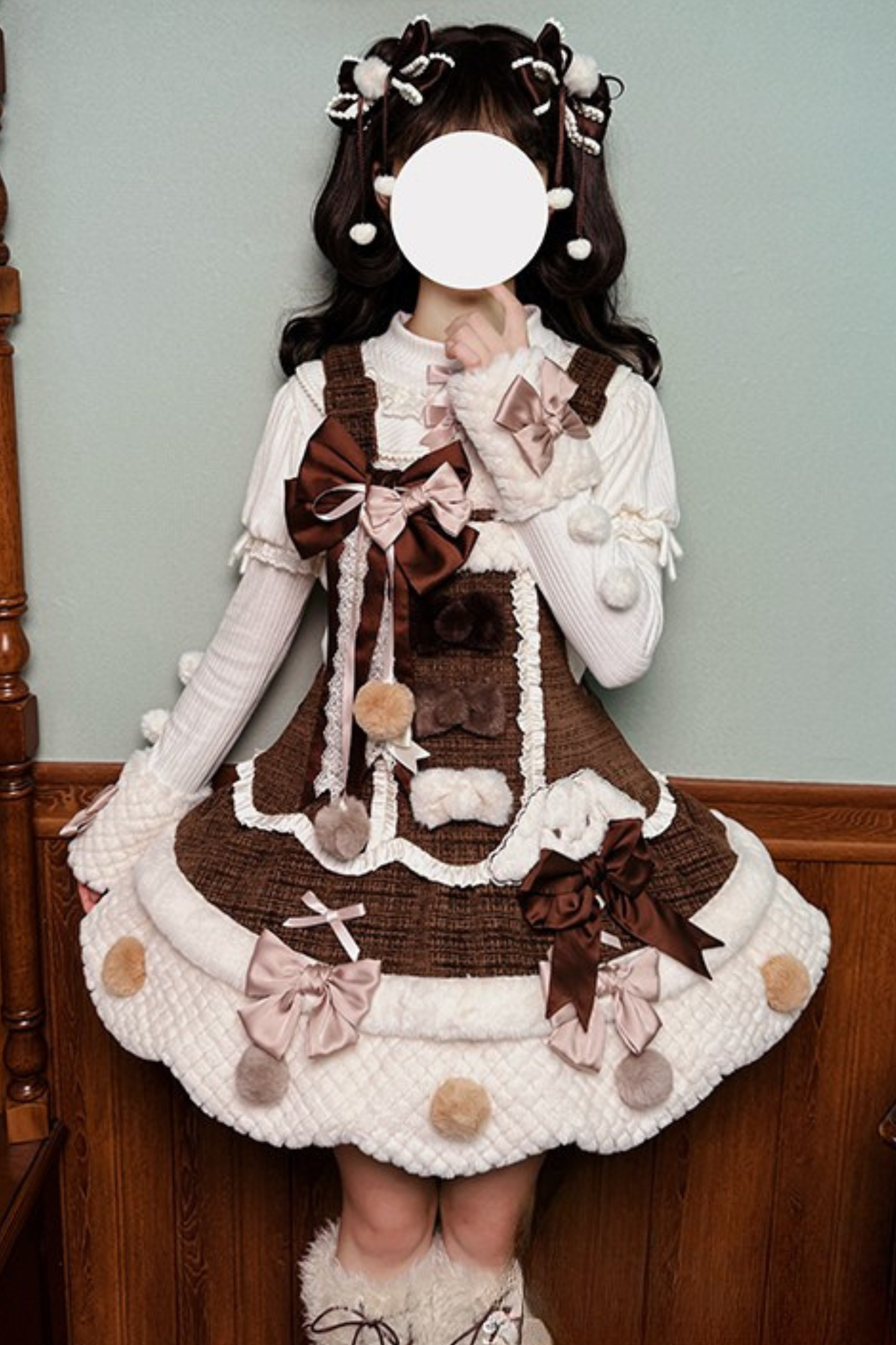 [Deadline for reservations: December 8] Floss Sugar Rabbit Fur Ball Ribbon Suspender Dress