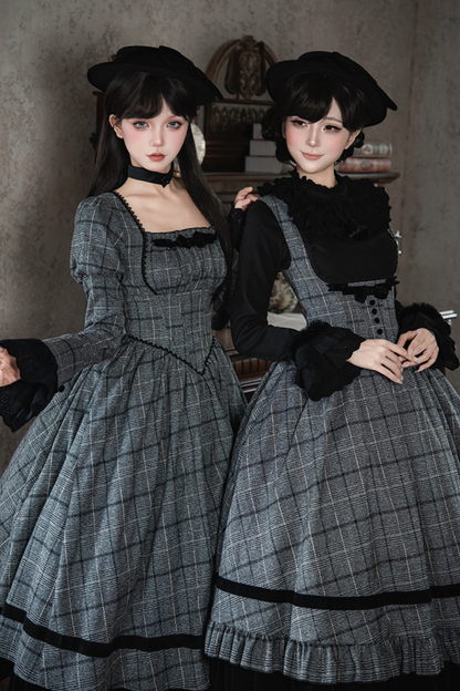 Check Fishbone Chest JSK + Dress + Innerwear + Ribbon + Hat