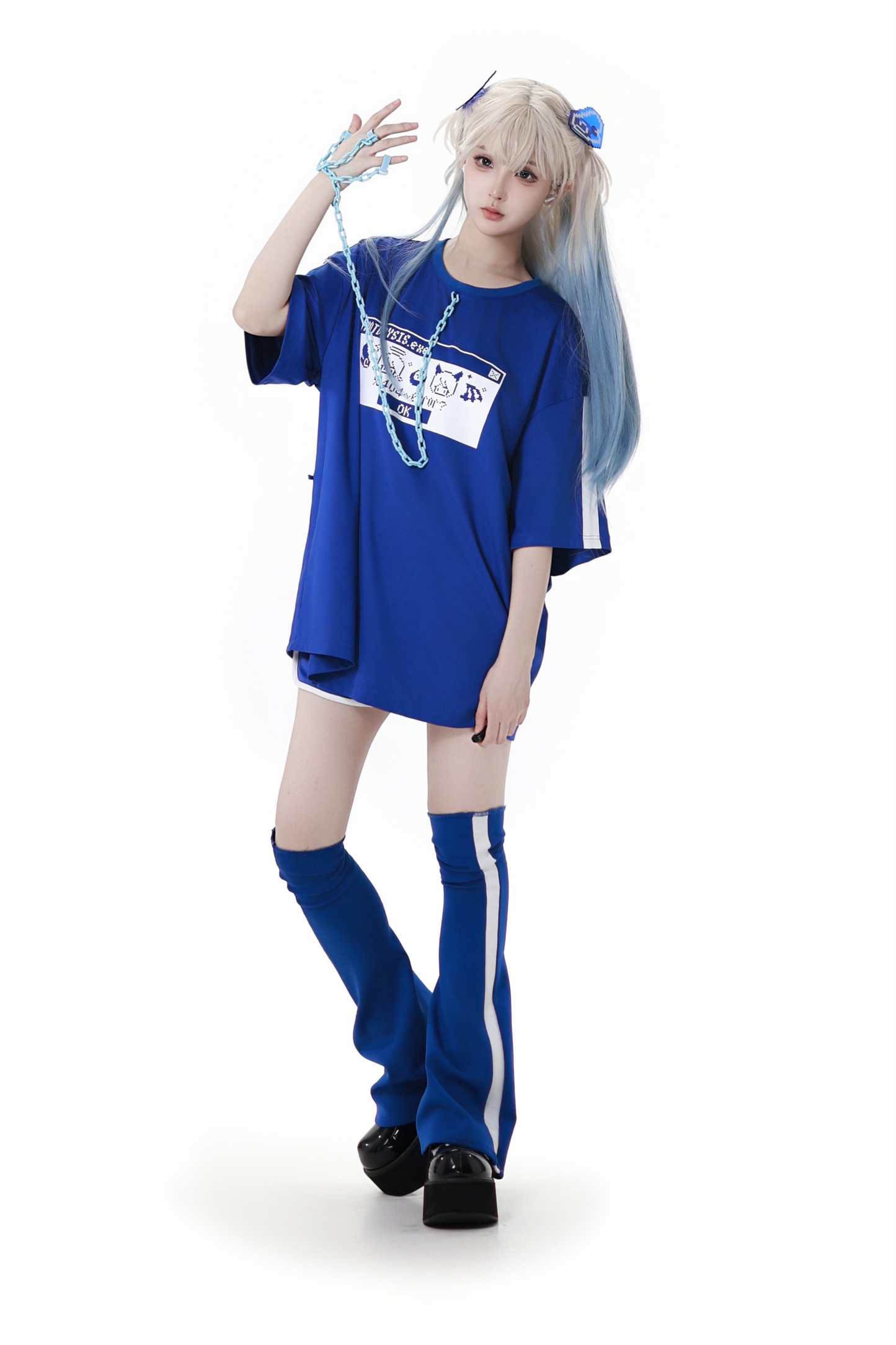 Subculture Loose Over T-shirt + Pants + Leg Warmers + Angel Devil Hairpin