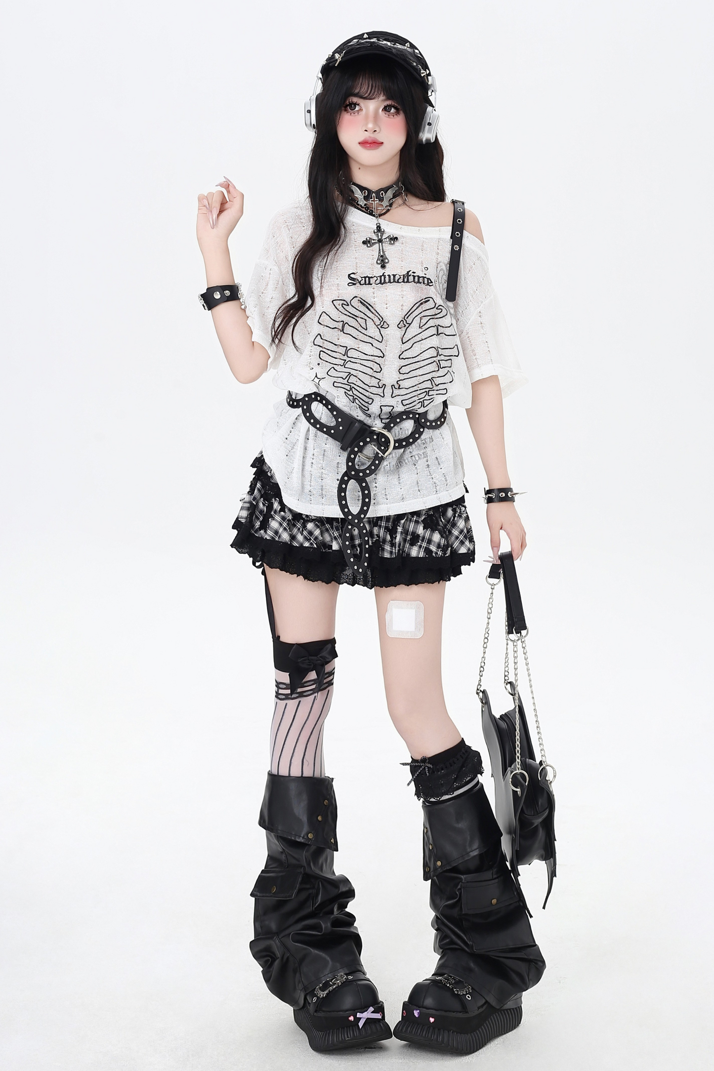 Skull Heart Strapless Top