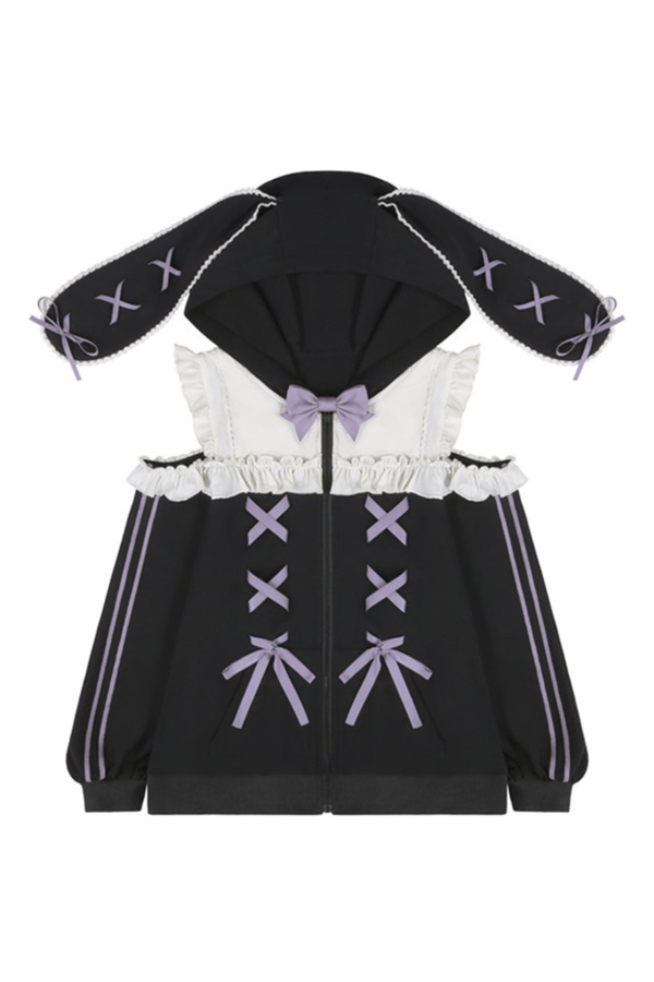 レースアップバニーフードジャケット