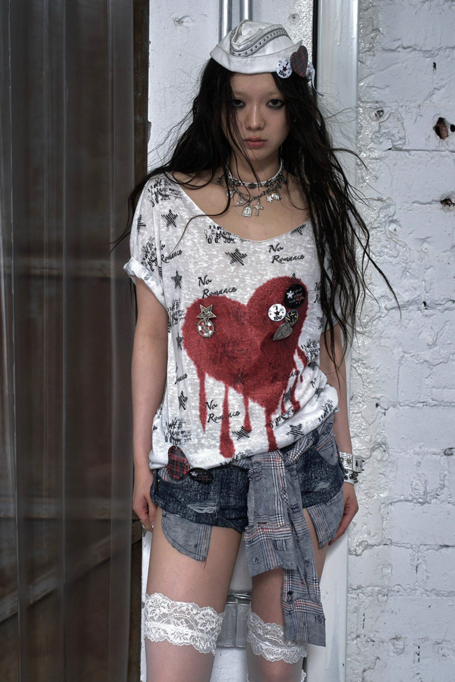 Y2k 타이트 프린트 탑