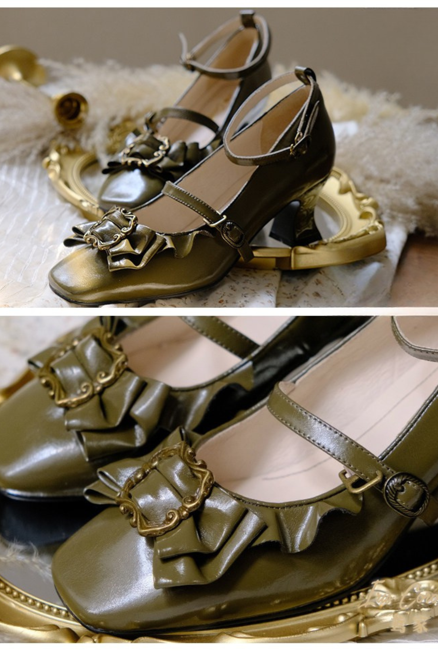 レザーリボンフリルロリータヒール