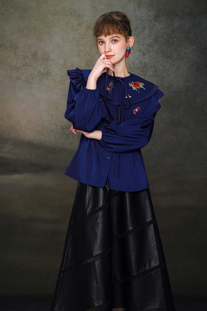 フレンチレトロショールデザインブラウス