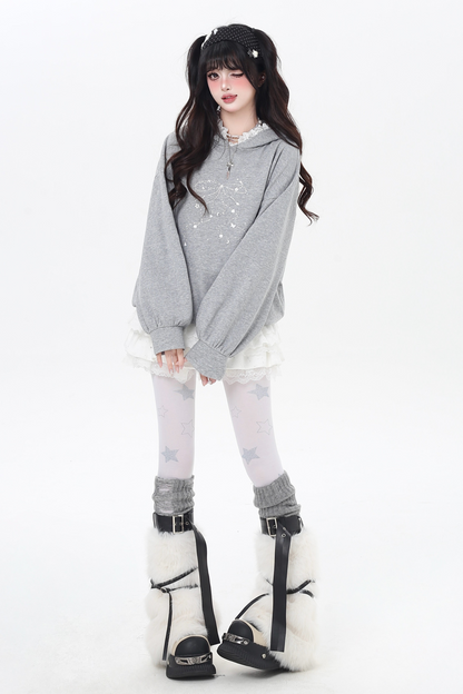 リボンデザインルーズフードスウェット