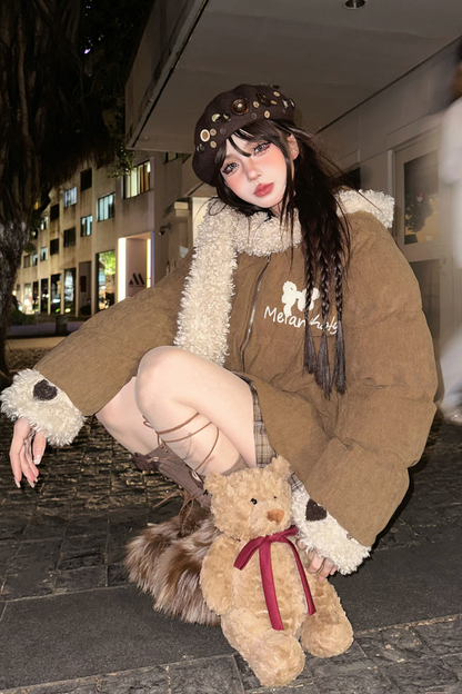 キャラメルマフィンウールフーデッドコート