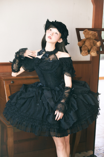 Moon River Lolita Puff Sleeve Top + Vest + Skirt