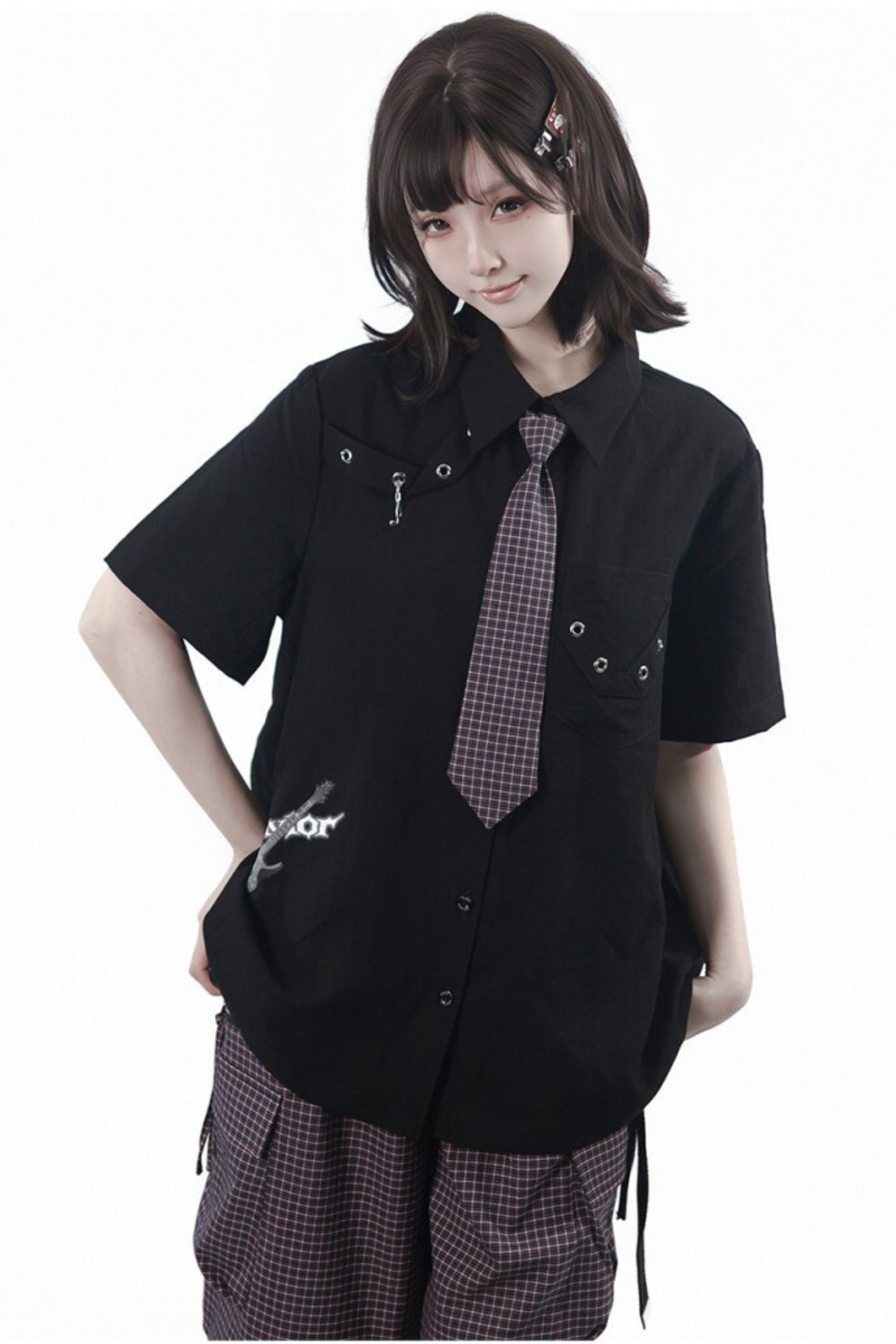 Puff Sleeve Shirt + Shorts + Tie