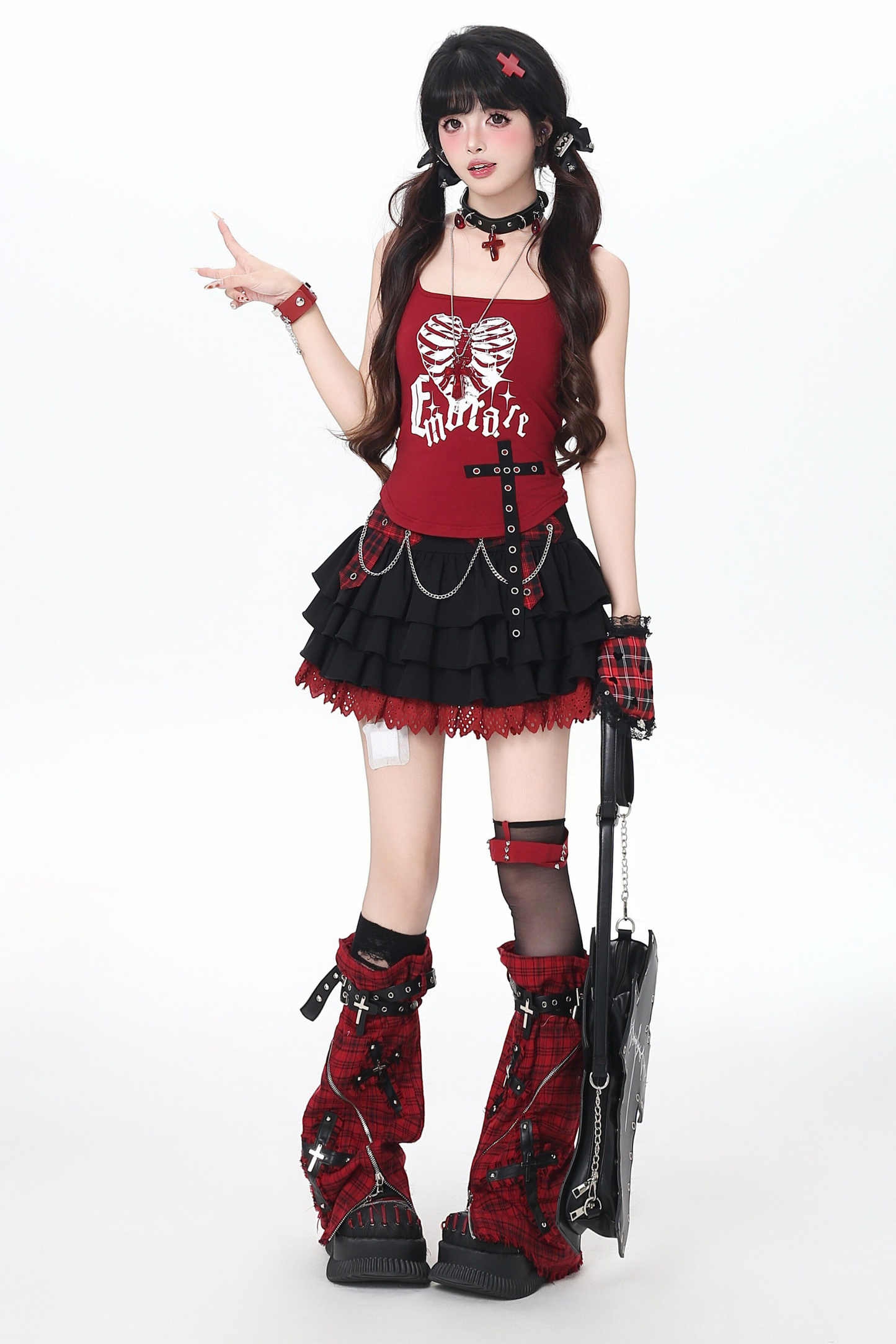 Sweet Cool Subculture Top + Vest + Skirt