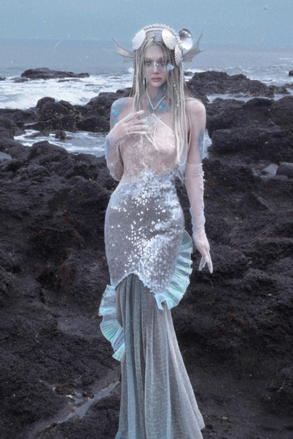 [Pre-order] Mermaid Seaside Dress + Sequined Shawl