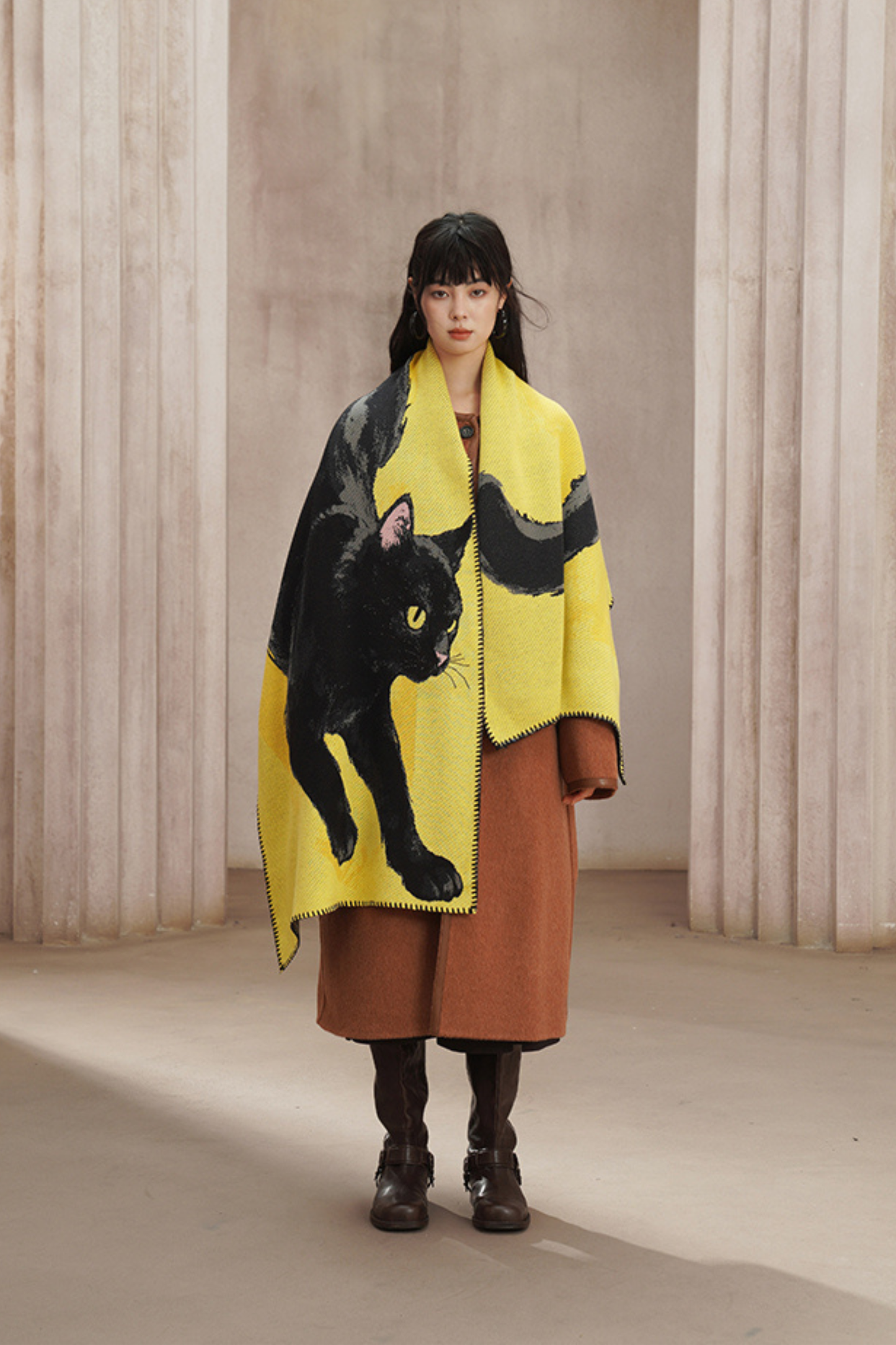 黒猫ビッグニットマフラー