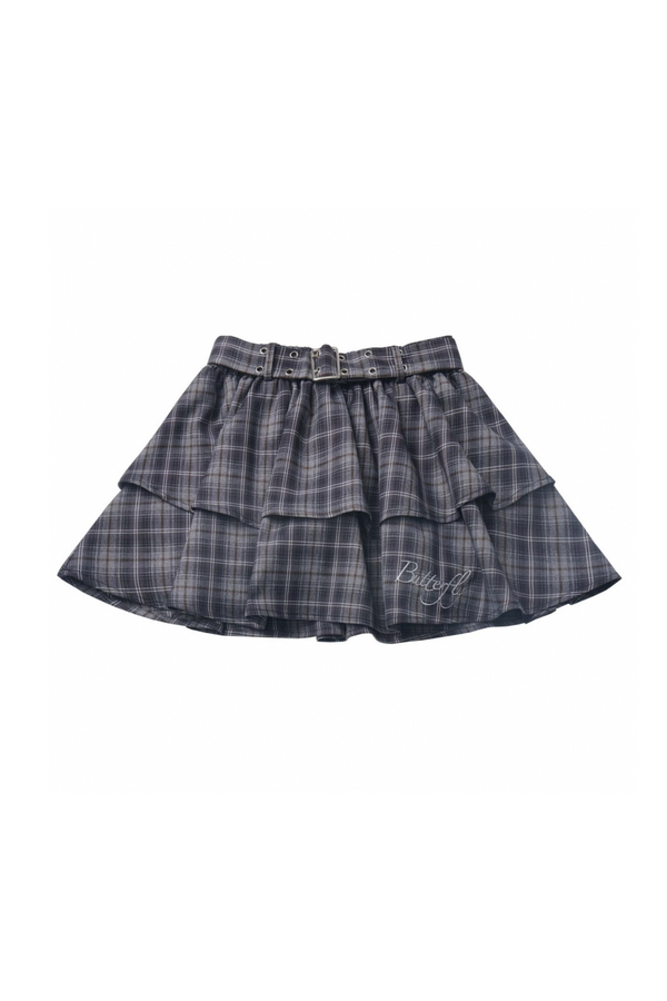 College bshirt + suspender dress + short skirt