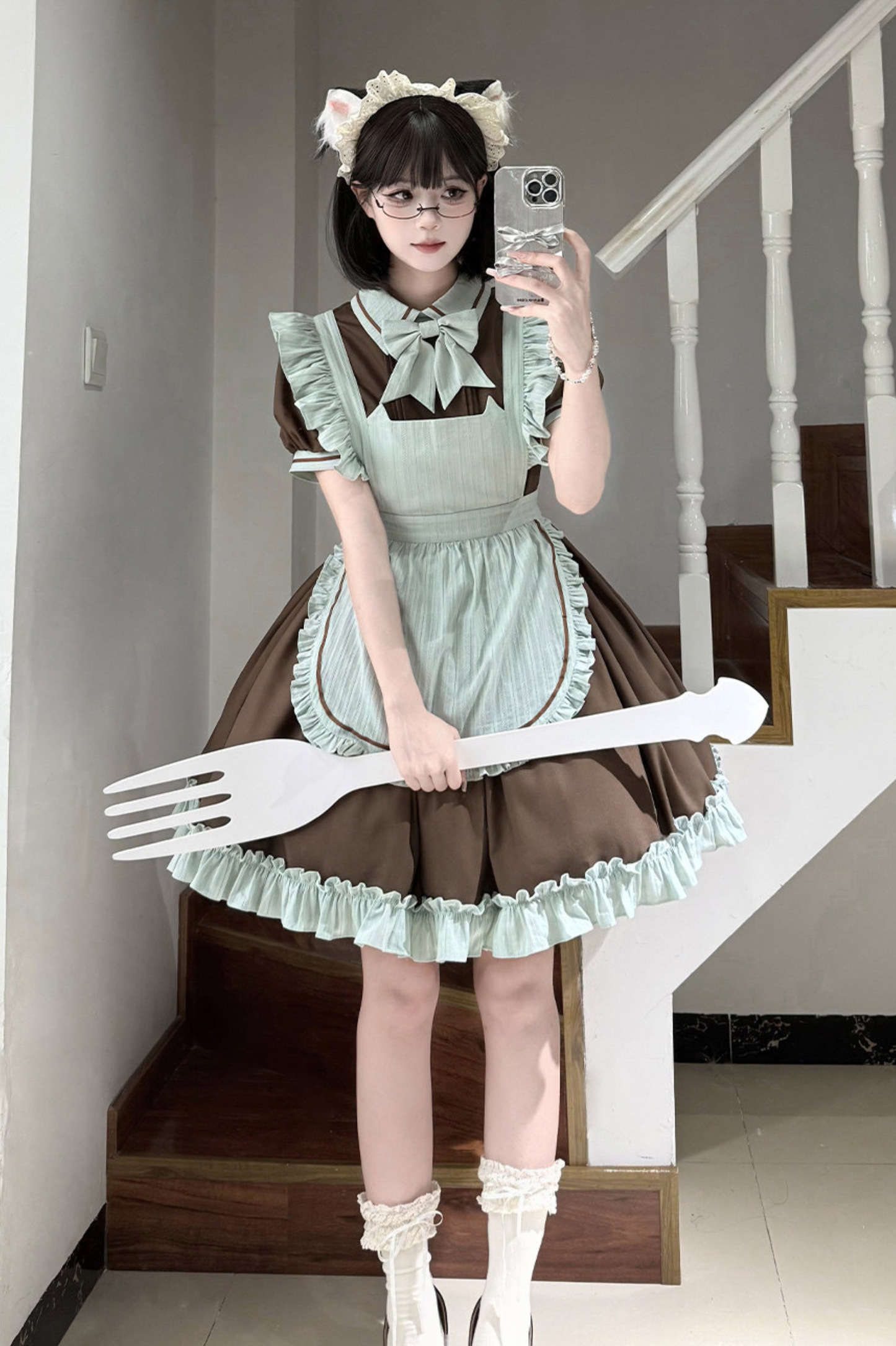 Mint Blackberry Lolita Dress + Apron + Tie