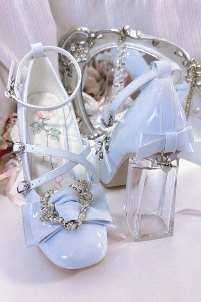 ラブバックルクリスタルヒールシューズ