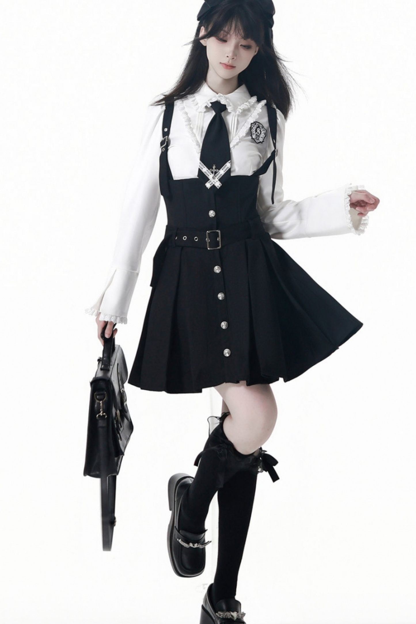 College Jacket + Suskirt + Blouse + Tie