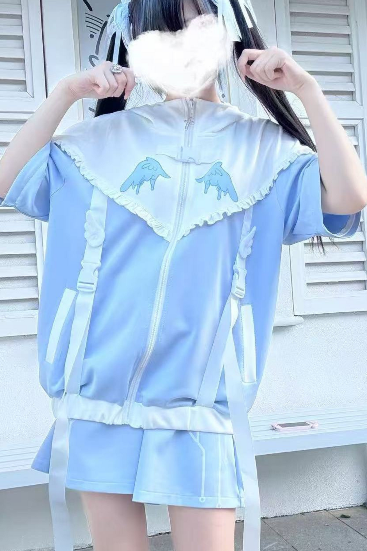 アクア天使サブカルチャーフードジャケット+パンツ+レッグカバー