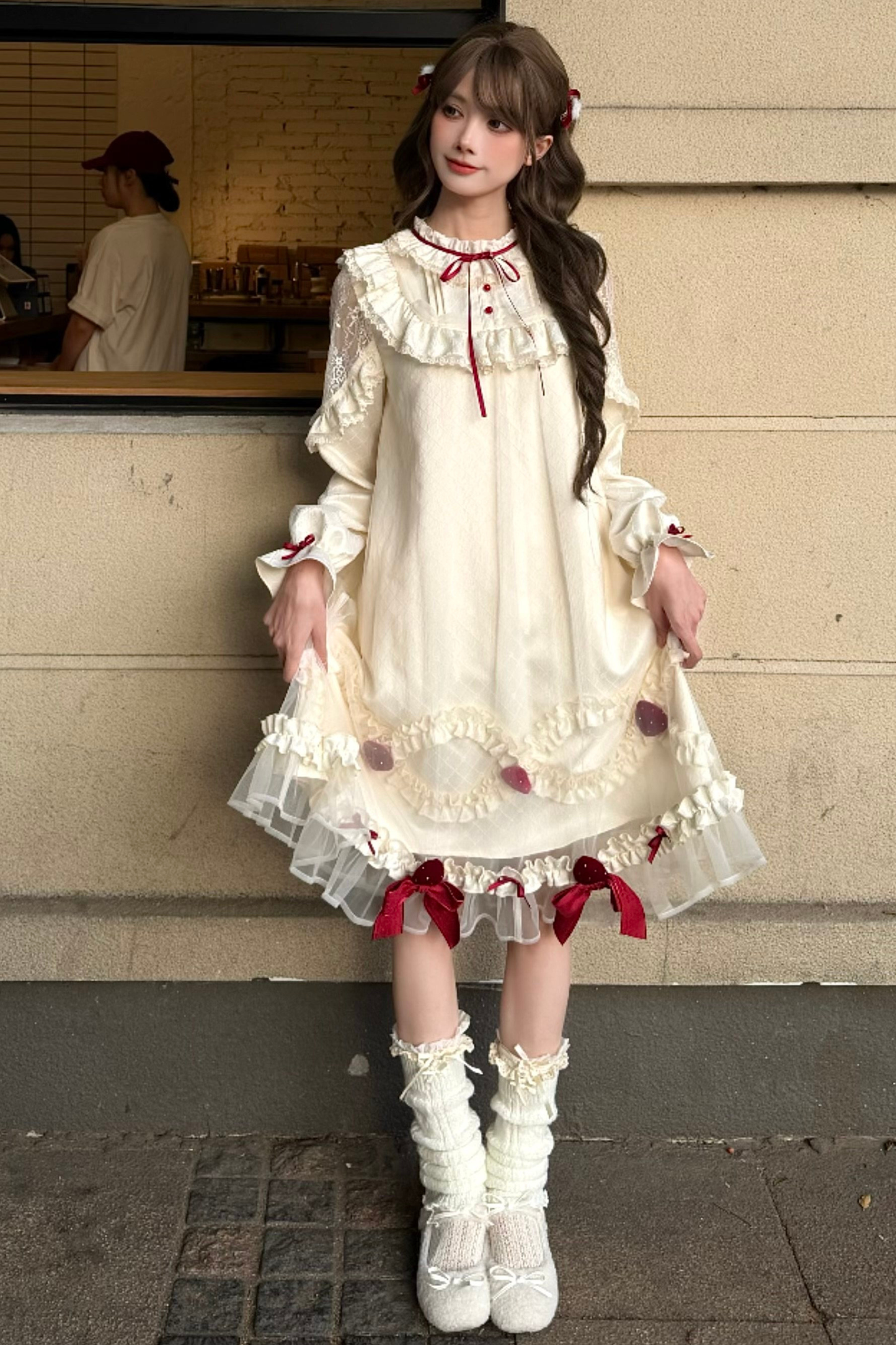 Strawberry Cream Doll Lolita Dress + Strawberry Ribbon
