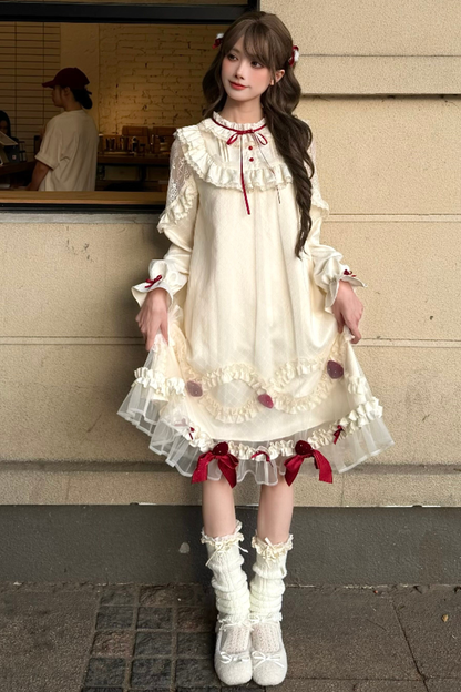 Strawberry Cream Doll Lolita Dress + Strawberry Ribbon