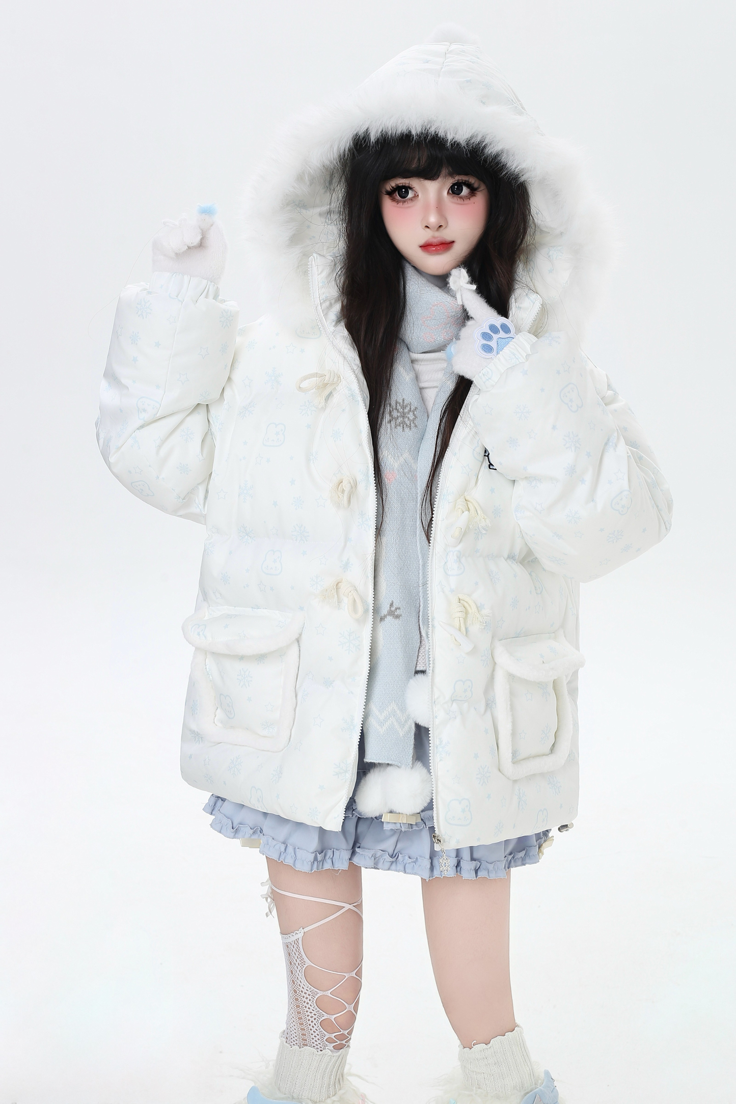 スノーフレークラビットフードジャケット