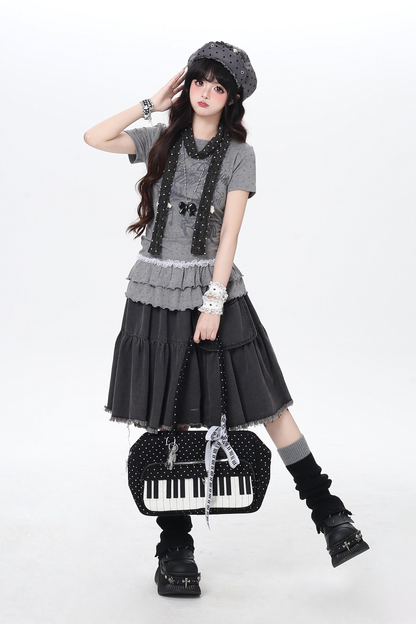 Polka Dot Ruffle Slim-Fit Top