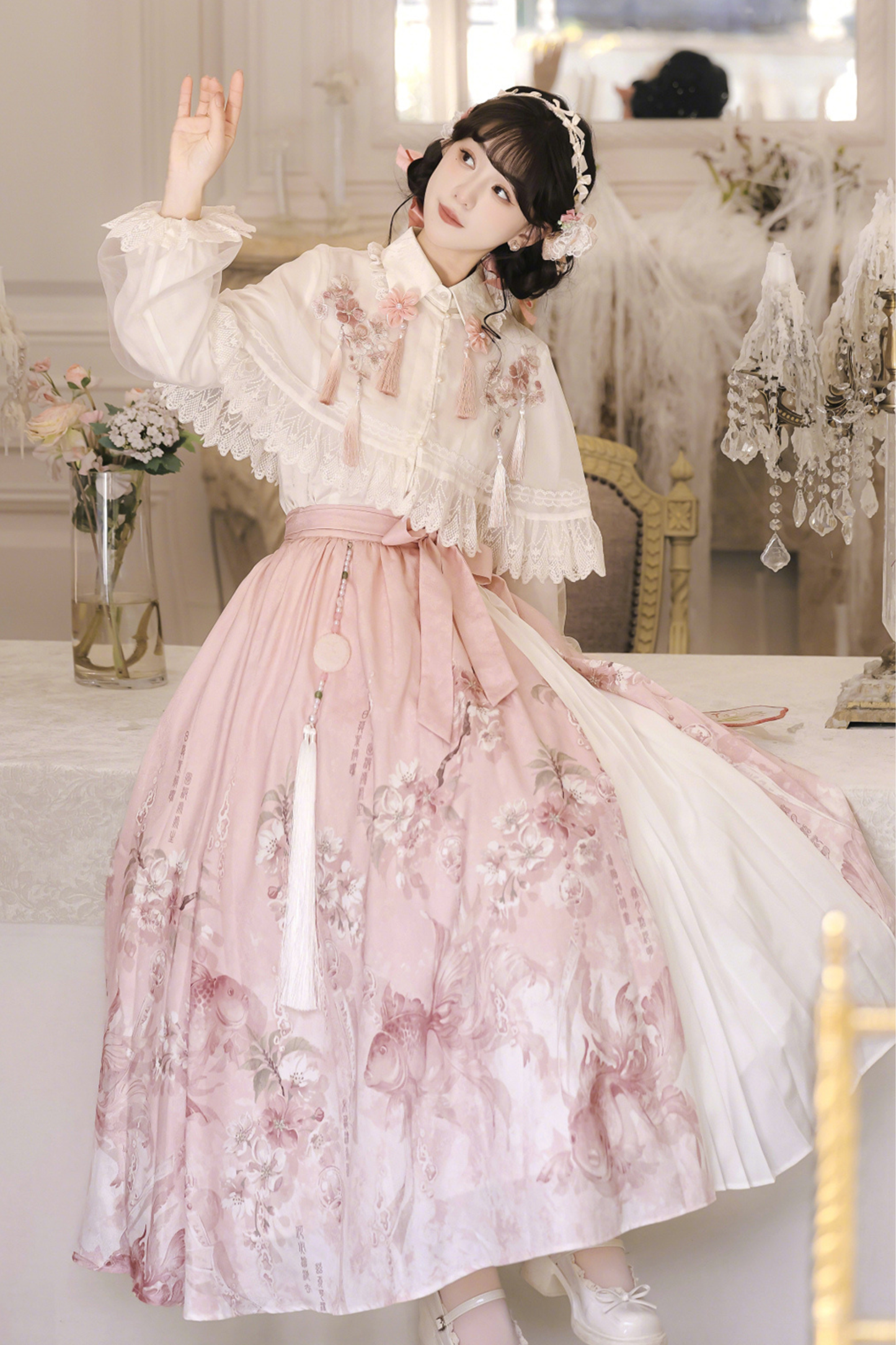 スイートフラワーショール+ブラウス+スカート