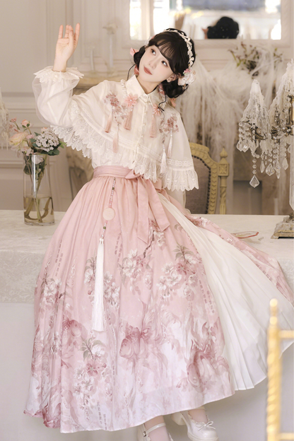 スイートフラワーショール+ブラウス+スカート