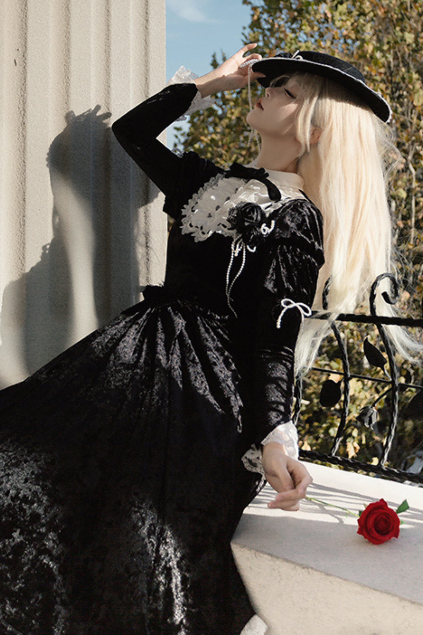 Dark Gothic Velvet Lolita Dress + Cloak + Hat
