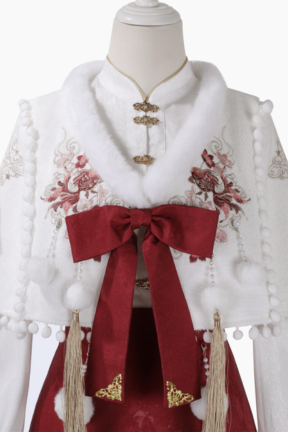 Retro china shawl + top + skirt