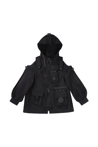 ダークフードジャケット+ショートパンツ+レッグカバー