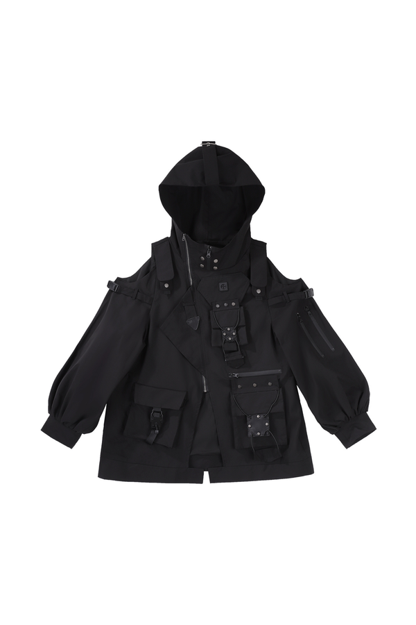 ダークフードジャケット+ショートパンツ+レッグカバー