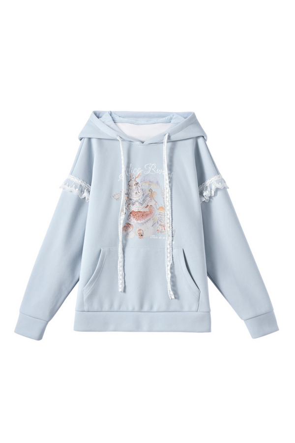 Rabbit Hooded Hoodie + Ribbon Camisole + Dot Skirt